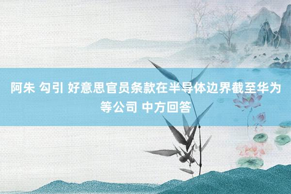 阿朱 勾引 好意思官员条款在半导体边界截至华为等公司 中方回答