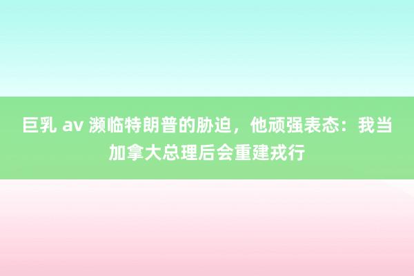 巨乳 av 濒临特朗普的胁迫，他顽强表态：我当加拿大总理后会重建戎行